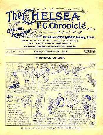 programme cover for Chelsea v Sheffield United, Saturday, 22nd Sep 1923