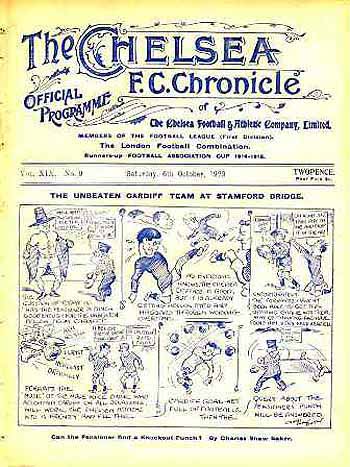 programme cover for Chelsea v Cardiff City, Saturday, 6th Oct 1923