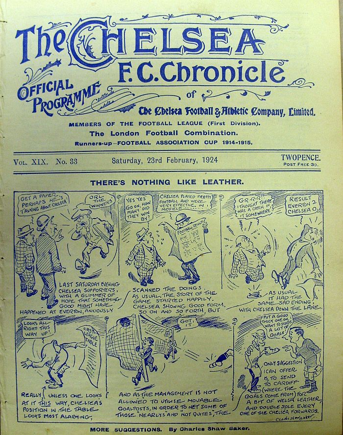 programme cover for Chelsea v Everton, Saturday, 23rd Feb 1924