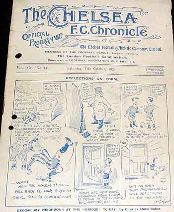 programme cover for Chelsea v Fulham, Saturday, 11th Oct 1924