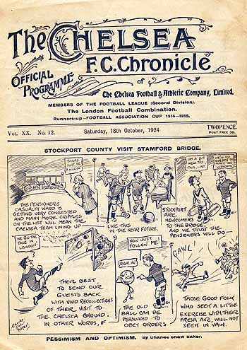programme cover for Chelsea v Stockport County, Saturday, 18th Oct 1924