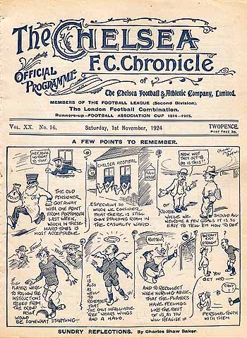 programme cover for Chelsea v Hull City, Saturday, 1st Nov 1924