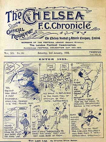 programme cover for Chelsea v Oldham Athletic, Saturday, 3rd Jan 1925