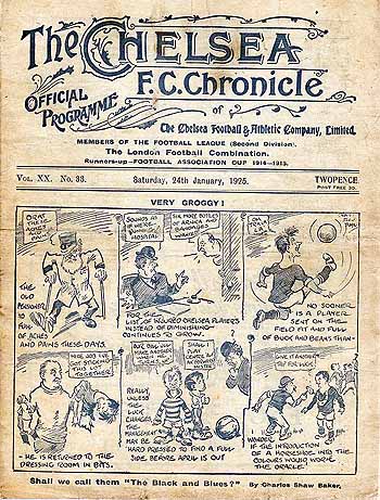 programme cover for Chelsea v Clapton Orient, Saturday, 24th Jan 1925
