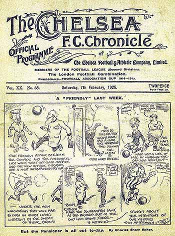 programme cover for Chelsea v Southampton, Saturday, 7th Feb 1925