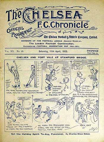 programme cover for Chelsea v Port Vale, Saturday, 11th Apr 1925