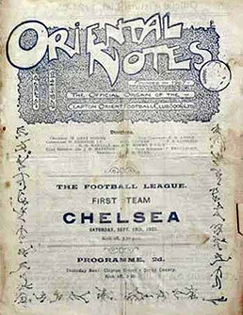 programme cover for Clapton Orient v Chelsea, Saturday, 19th Sep 1925