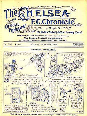 programme cover for Chelsea v Hull City, Saturday, 3rd Oct 1925