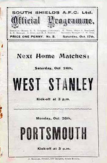 programme cover for South Shields v Chelsea, Saturday, 17th Oct 1925