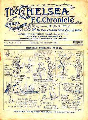 programme cover for Chelsea v Stockport County, Saturday, 7th Nov 1925