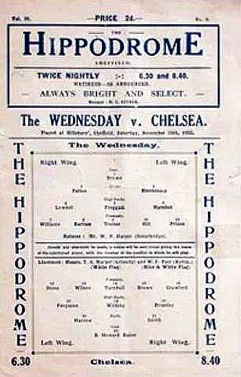 programme cover for The Wednesday v Chelsea, Saturday, 28th Nov 1925