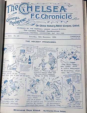 programme cover for Chelsea v Portsmouth, Saturday, 19th Dec 1925