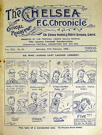 programme cover for Chelsea v South Shields, Saturday, 27th Feb 1926