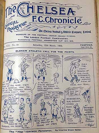 programme cover for Chelsea v Oldham Athletic, Saturday, 13th Mar 1926