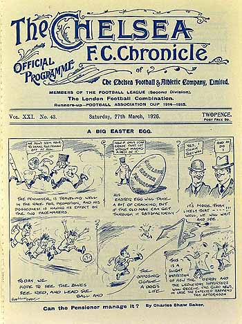 programme cover for Chelsea v Wolverhampton Wanderers, Saturday, 27th Mar 1926