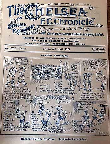 programme cover for Chelsea v Southampton, Friday, 2nd Apr 1926